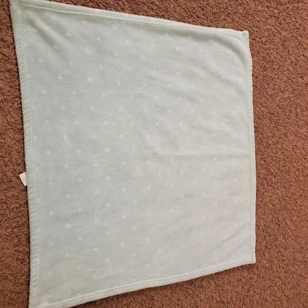 Cloud Island Mint Green White Polka Dots Baby Blanket Plush Security Lovey 30x30